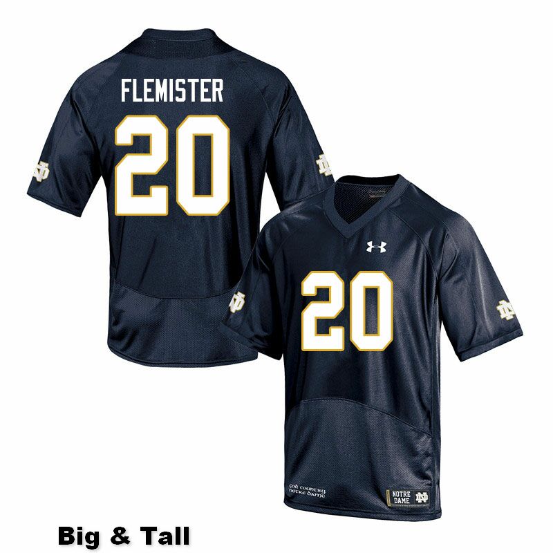 Men's NCAA Notre Dame Fighting Irish #20 C'Bo Flemister Stitched College Under Armour Authentic Navy Big & Tall Football Jersey RB10J88FR